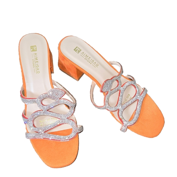 Orange Women's Heeled Sandals Costume - Picture 1 of 4